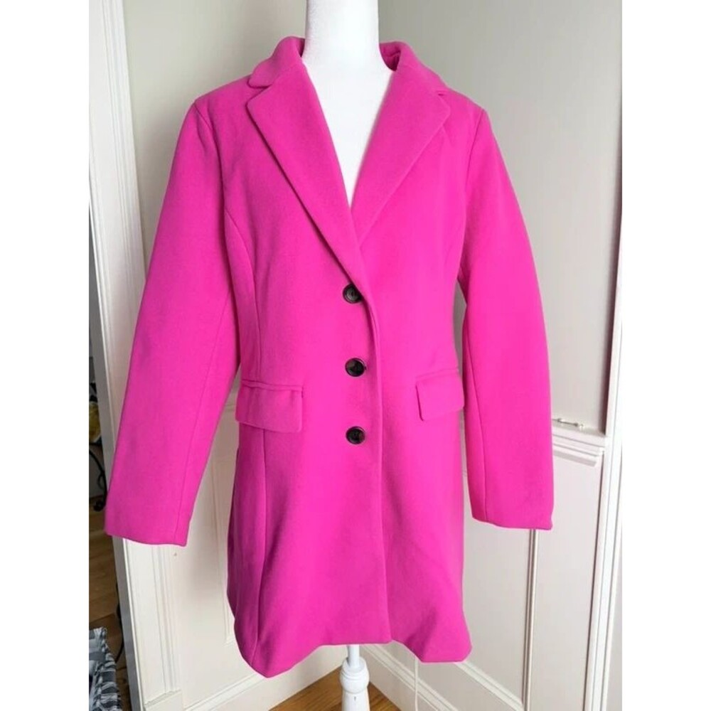 Allegra K Hot Pink Longline Coat Size XL
